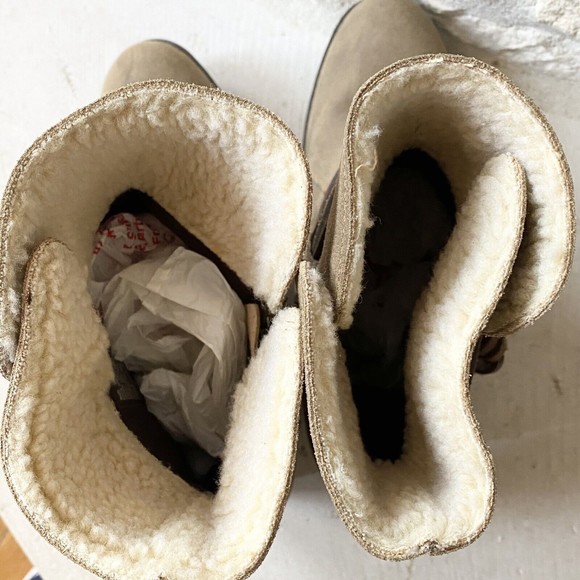 Eddie Bauer 6.5 Ankle Boot‎ Block Heel Bootie Louise Chocolate Leather Shearling - Picture 6 of 9